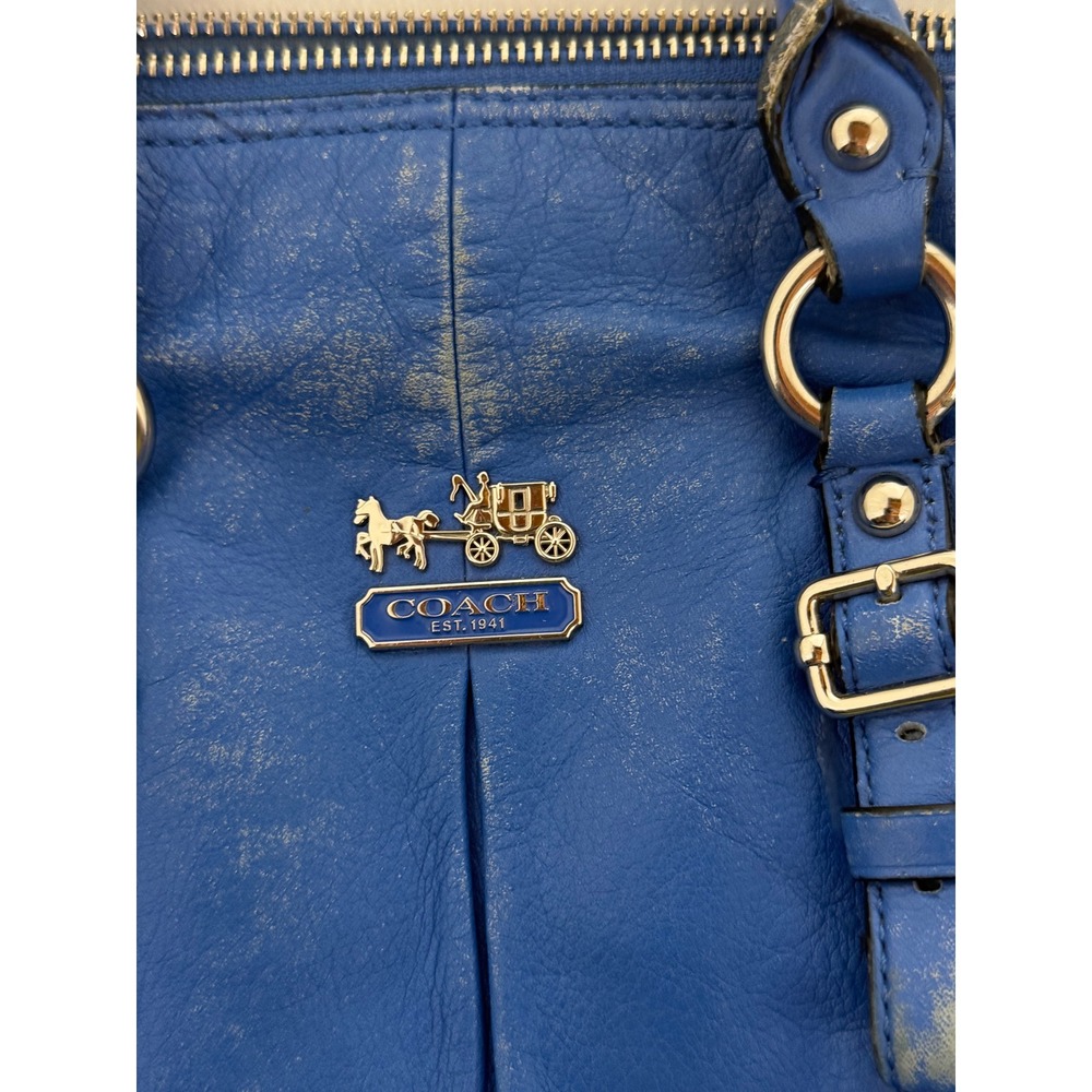 Coach Madison Madeline East West Satchel Blue Leather Handbag 21222 - Picture 3 of 14
